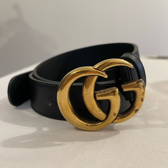 Leather Gucci Belt With Double G Buckle